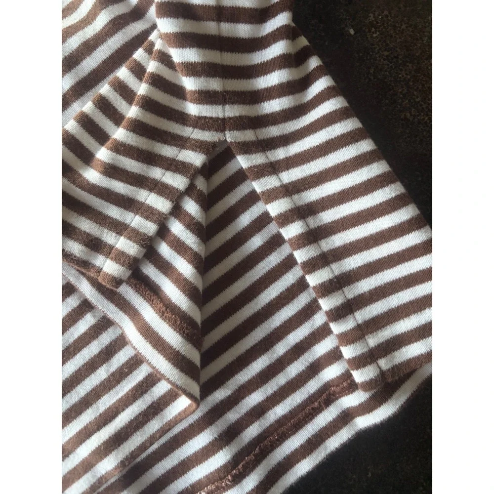 Polo Ralph Lauren Men XL Brown White Striped Short Sleeve Polo Shirt Purple Pony